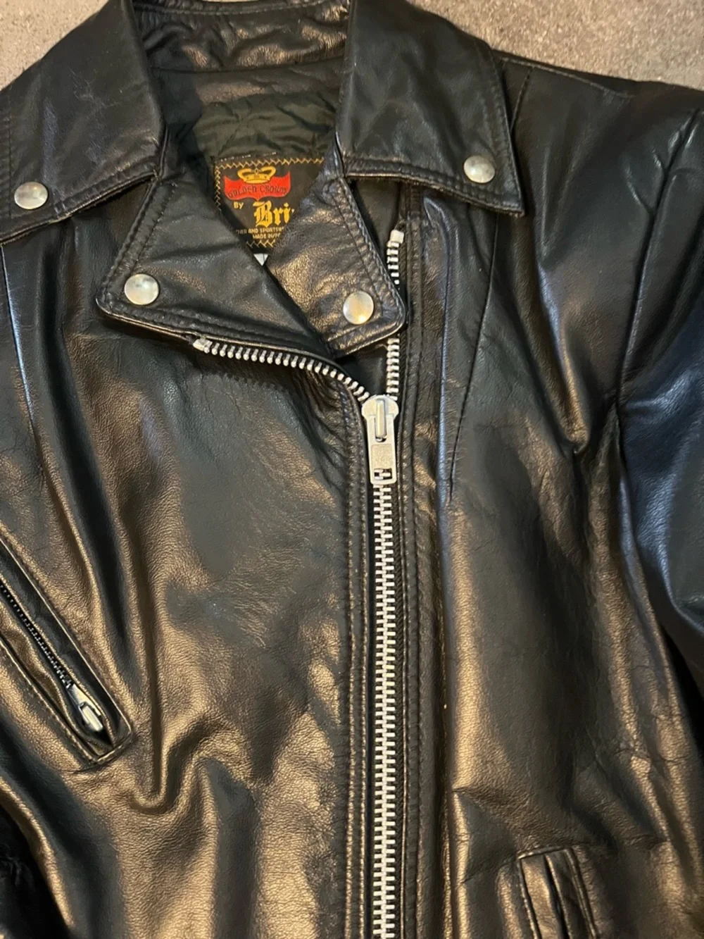 Bristol Golden Crown Black Leather Fringe Western/Biker Jacket. Size M. EUC - Picture 16 of 16